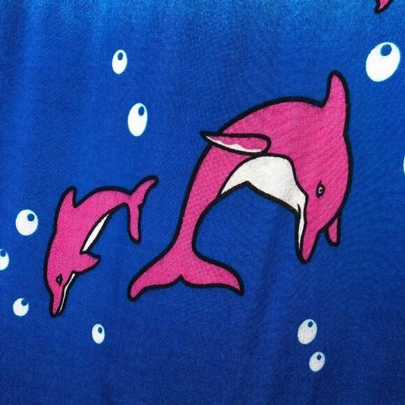 DOLPHIN Under the Sea Blue & Pink Coral Reef Tassel Beach Coverup Sarong Skirt - Picture 5 of 16